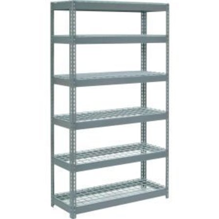 GLOBAL EQUIPMENT Extra Heavy Duty Shelving 48"W x 18"D x 84"H With 6 Shelves, Wire Deck, Gry 717421